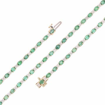 Armband - 14 karaat Geel goud - 4.69ct. tw. Smaragd -, Nieuw