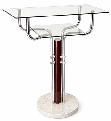 Wandtafel - Glas, Marmer, Staal, Hout - Rookglas en wit