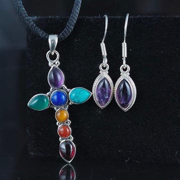 Gemengde edelstenen - Zilver - Hanger - Sterlingzilver