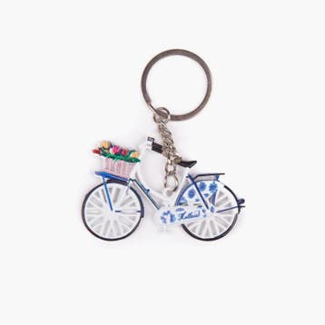 Sleutelhanger fiets met tulpen Holland - delftsblauw, Ophalen of Verzenden, Nieuw