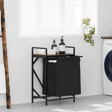 vidaXL Wasmand 1 vak met plank gerookt eikenkleurig, Verzenden, Nieuw