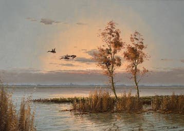 Gien Brouwer (1944-2023) - Herfst aan de Hollandse plassen
