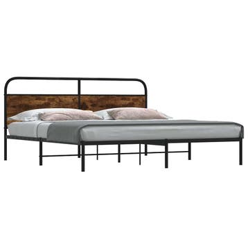 vidaXL Bedframe zonder matras metaal gerookt eikenkleurig, Huis en Inrichting, Verzenden, Overige maten, 200 cm, Metaal