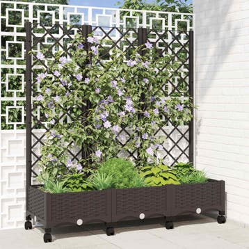 vidaXL Tuinplantbak met schutting en wielen Bruin 120 x 40 x, Verzenden, Nieuw, Minder dan 60 cm