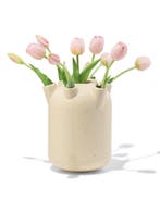 HEMA Tulpenvaas 15x21cm keramiek groot spikkels wit, Verzenden, Nieuw
