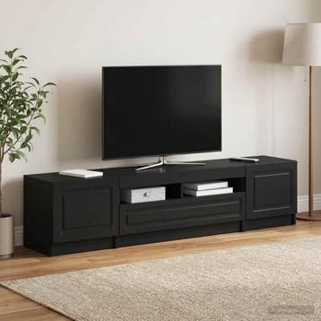 vidaXL LED tv-meubel UTRECHT 3 st Zwart Bewerkt hout, Minder dan 50 cm, Verzenden, Nieuw, Minder dan 100 cm