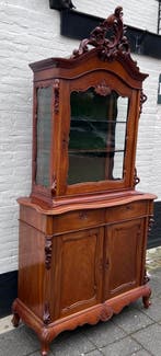 Prachtige antiek mahonie vitrinekast 113 x 230 cm