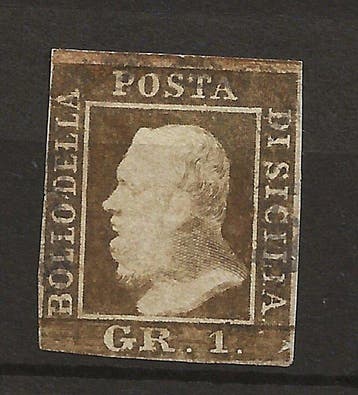 Italiaanse oude staten - Sicilië 1859 - 1gr. Bruno Ruggine -, Gestempeld