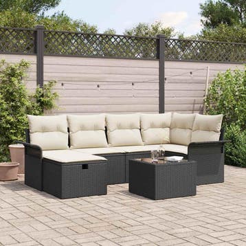 vidaXL Tuin Sofa Set 7 st Poly riet, Verzenden, Nieuw, 7 zitplaatsen