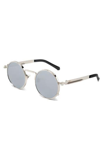 KIMU® Ronde Zonnebril Hipster Zilver Montuur Rond Zilveren S, Ophalen of Verzenden, Nieuw