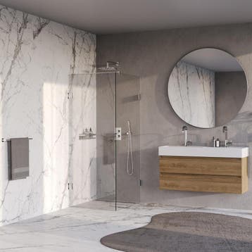 Brauer Void - Carving Douchecabine met Draaideur - Helder, Doe-het-zelf en Verbouw, Sanitair, Ophalen of Verzenden, Nieuw, Rvs