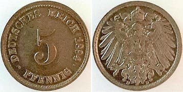 Duitsland 5 Pfennig 1894d prfr/stgl !, Verzenden
