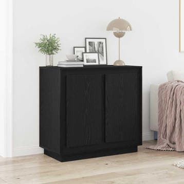 vidaXL Dressoir Zwart Eiken 80 x 40 x 75 cm Bewerkt hout, Verzenden, Nieuw, Overige houtsoorten, Minder dan 50 cm