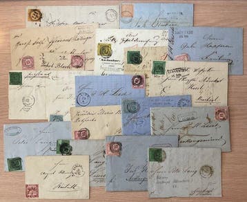 Baden Oud-Duitsland 1855/1868 - 18 gevouwen brieven/bewijzen, Gestempeld