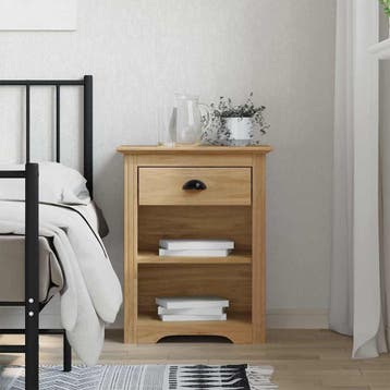 vidaXL Nachtkastje BODO Honingbruin 53 x 38,5 x 67 cm, Verzenden, Nieuw, 55 tot 70 cm, 45 tot 65 cm
