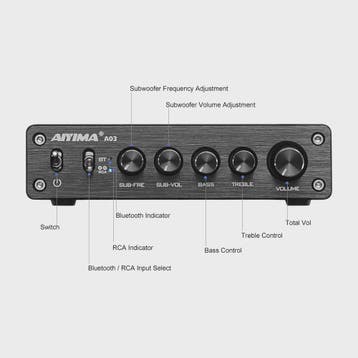 AIYIMA A03 2.1 Bluetooth HiFi Versterker TPA3116D2 Digitale, Verzenden, Nieuw