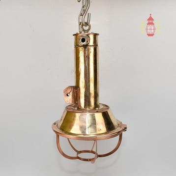 Spotlight - Messing, Hout, Metaal - Industriële hanglamp