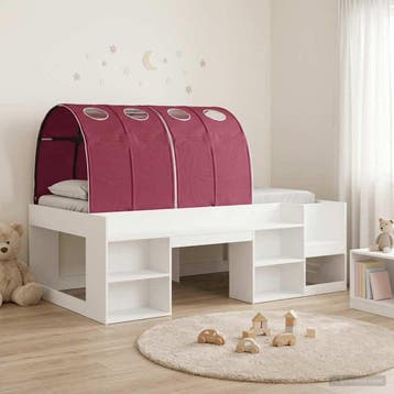 vidaXL Bedframe met tunnel met plank 3 st Wit en Rood, Verzenden, Nieuw, Wit, Hout