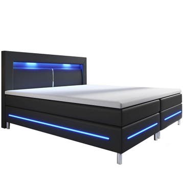 Boxspringbed / Boxspring Norfolk - 140 x 200 cm - Zwart - LE, Verzenden, Nieuw