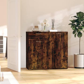 vidaXL Dressoir 80x36x75 cm bewerkt hout gerookt, Huis en Inrichting, Kasten | Dressoirs, Verzenden, Nieuw, 50 tot 100 cm, 25 tot 50 cm