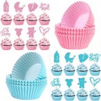 Cupcake prikkers en taart topper pakket Gender reveal, Verzenden, Nieuw, Taarten of Cupcakes, Versiering