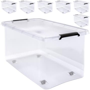 6 Stuk Opbergbox met Deksel Transparant 60x40x35cm 60L, Verzenden, Nieuw