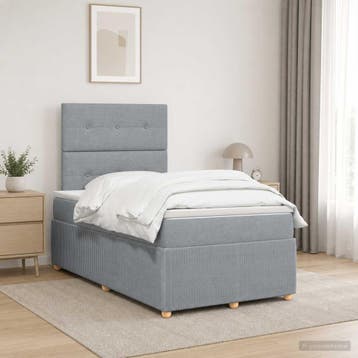 vidaXL Boxspringbed met matras Lichtgrijs 120 x 190 cm Stof, Verzenden, Nieuw, Twijfelaar