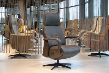 Gealux relaxfauteuil Twinz 622 Leer Antraciet 3 motoren+accu, Ophalen of Verzenden, Nieuw, Leer, Design, modern