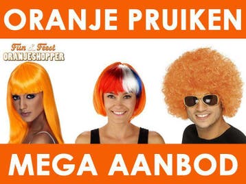 Oranje pruik - Mega aanbod oranje pruiken, Ophalen of Verzenden, Nieuw