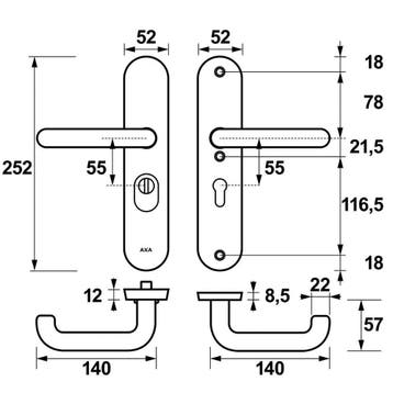 AXA Oval Plus veiligheidsbeslag achterdeur U kruk/kruk PC55, Verzenden, Nieuw