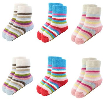 6 paar Meisjes Babysokken - Anti-slip - Gestreept, Verzenden, Nieuw