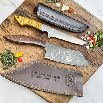Hand-Forged with Old Steel, Japanese Style Knives with cover
