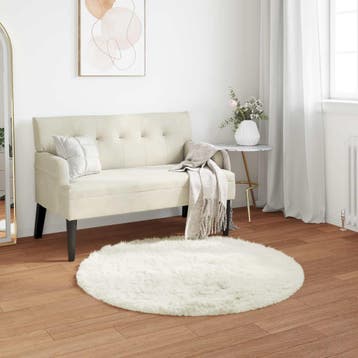 vidaXL Tapijt van imitatie TAFALLA Wit Ø 80 cm Polyester, Verzenden, Nieuw, Wit