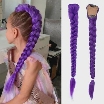 Paarse Vlecht Haarstuk met Clips - 26 Inch Synthetisch Verle, Kleding | Heren, Verzenden, Nieuw