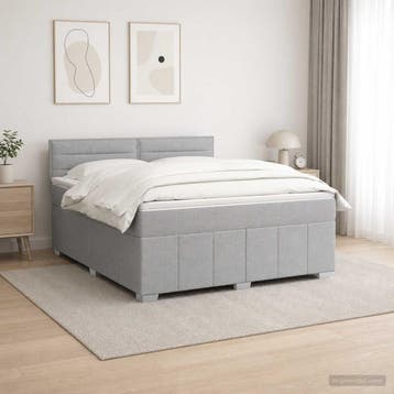 vidaXL Boxspringbed met matras Lichtgrijs 140 x 200 cm Stof, Verzenden, Nieuw