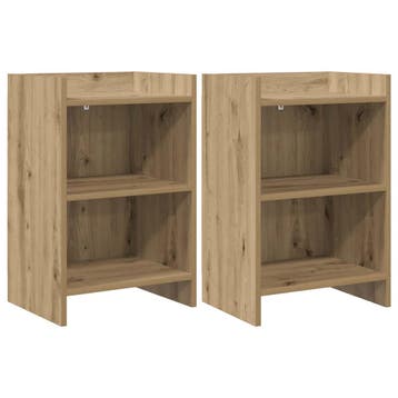 vidaXL Nachtkastjes 2 st Artisanaal eiken 40 x 30 x 60 cm, Minder dan 45 cm, Verzenden, Nieuw, 55 tot 70 cm