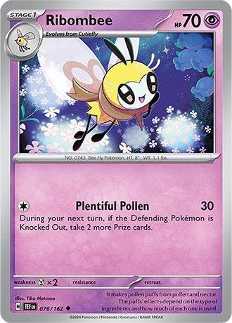 Ribombee 076/162 reverse holo Temporal forces, Hobby en Vrije tijd, Verzamelkaartspellen | Pokémon, Losse kaart, Nieuw, Foil, Ophalen of Verzenden