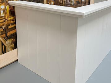Steigerhouten Hoek Bar op Maat | Robuuste Balie & Toonbank, Ophalen of Verzenden, Nieuw, Inclusief barstoelen