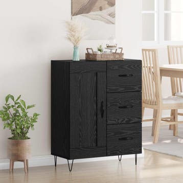 vidaXL Dressoir Zwarte Eik 69,5 x 34 x 90 cm Geconstrueerd, Verzenden, Nieuw, Overige houtsoorten, Minder dan 50 cm