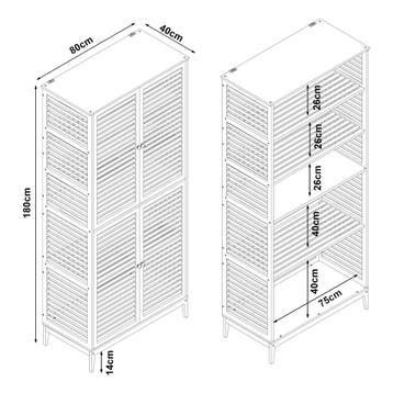 Badkamerkast Raurgela bamboe 180x80x40 cm naturel [en.casa], Verzenden, Nieuw