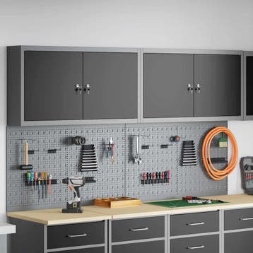 vidaXL Gereedschapskast set met plank 6 st Zwart, Doe-het-zelf en Verbouw, Verzenden, Nieuw