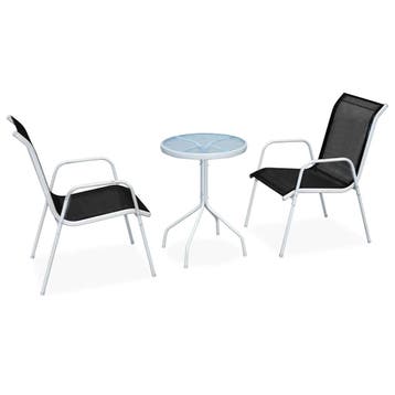 vidaXL 3-delige Bistroset staal zwart, Verzenden, Nieuw, Textileen, 3 zitplaatsen