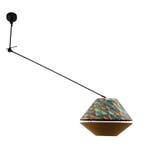 Hanglamp zwart met dubbele velours lampenkap blad dessin en, Huis en Inrichting, Lampen | Hanglampen, Verzenden, Nieuw, Classic-antique