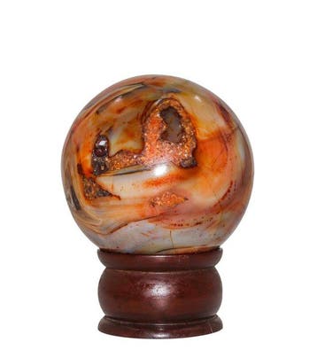 KAMR GEM Banded Carneol-Agaat Bol 80 mm Gepolijste Sardonyx