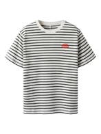 Gestreept Kinder Tshirt – Wit met Zwarte Strepen en Rode, Kinderen en Baby's, Ophalen of Verzenden, Nieuw, Meisje, Shirt of Longsleeve