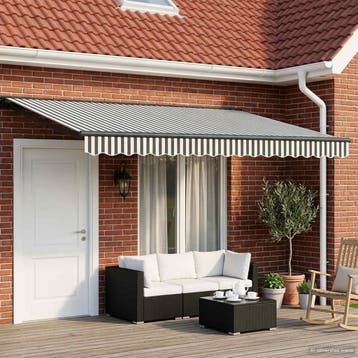 vidaXL Elektrisch Uittrekbaar Zonnescherm Antraciet en Wit, Verzenden, Nieuw