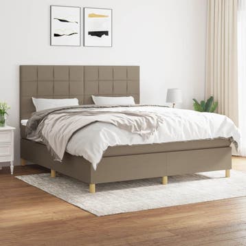 vidaXL Boxspring met matras stof taupe 180x200 cm, Eenpersoons, Verzenden, Nieuw, 80 cm