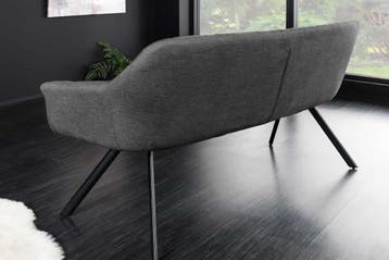 Eetkamerbank PAPILLON 165cm antraciet flatweave met, Huis en Inrichting, Banken | Bankstellen, Ophalen of Verzenden, Nieuw