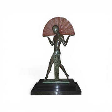 Max Le Verrier - Raymonde Guerbe - Tafellamp met beeldje -