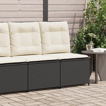 vidaXL Tuinbank verstelbaar met kussens poly rattan zwart, Verzenden, Nieuw